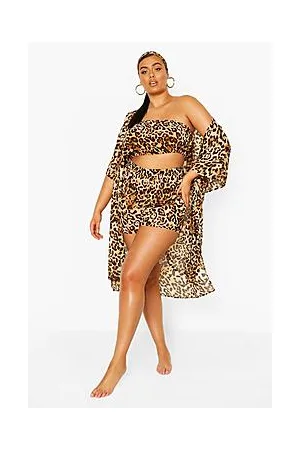 Boohoo Plus Beach Leopard 4 Piece Set