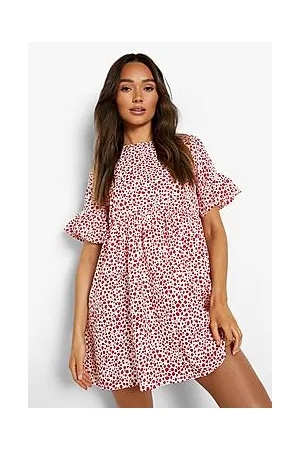 Boohoo Woven Dalmatian Print Smock Dress