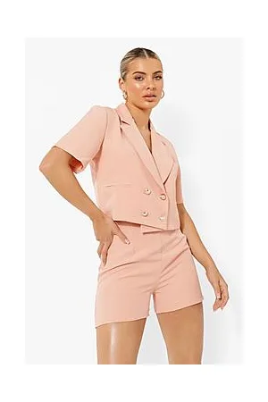 Boohoo Double Breasted Cropped Tailored Blazer
