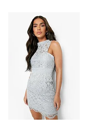 Boohoo Boutique Lace Racer Neck Bodycon Dress