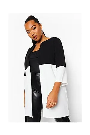 Boohoo Plus Colour Block 3 Quarter Sleeve Duster Coat