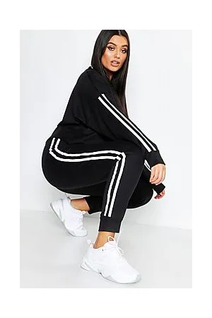 Boohoo Plus Side Stripe Sweat and Jogger Set