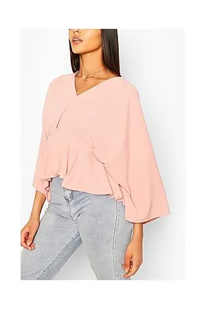 Boohoo Woven Pleated Kimono Sleeve Top