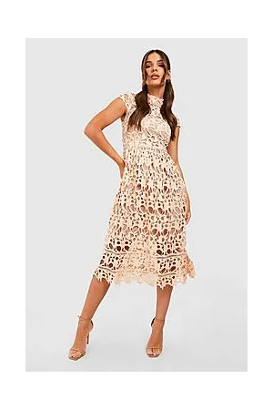 Boohoo Boutique Lace Midi Skater Bridesmaid Dress