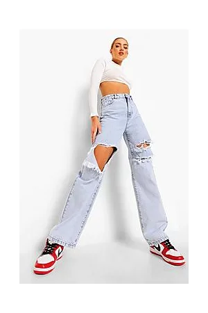 Boohoo High Waisted Ripped Boyfriend Jeans