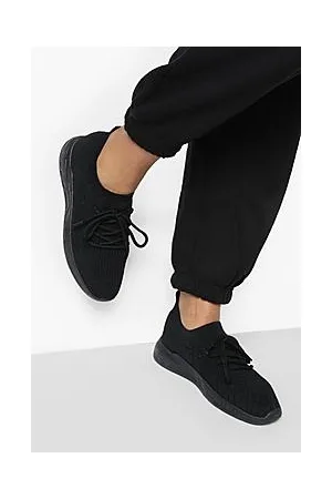 Boohoo Wide Fit Basic Knitted Sports Trainers