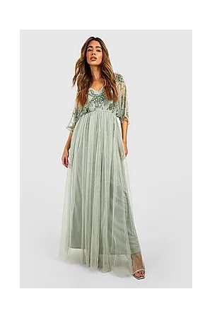 Boohoo Bridesmaid Hand Embellished Kimono Mesh Maxi