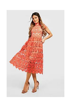 Boohoo Boutique Lace Midi Skater Bridesmaid Dress