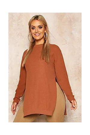 Boohoo Plus Side Split Moss Stitch Tunic Jumper