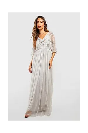 Boohoo Bridesmaid Hand Embellished Kimono Mesh Maxi