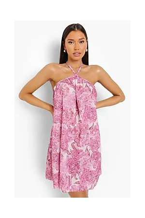 Boohoo Floral Halter Neck Mini Dress