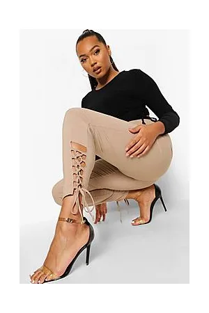 Boohoo Plus Stretch Lace Up Hem Skinny Trousers