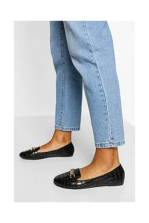 Boohoo Wide Fit Croc Chain Trim Ballet Flats