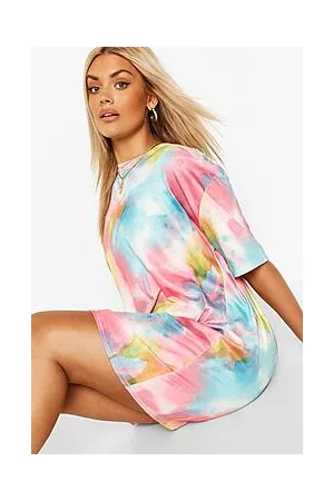 Boohoo Plus Tie Dye Oversized Beach T-Shirt Dress
