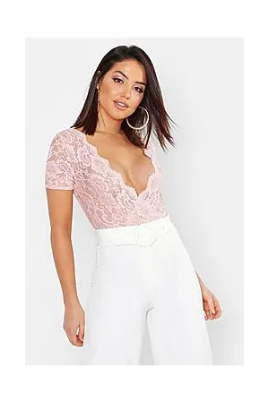 Boohoo Lace Wrap Short Sleeve Bodysuit