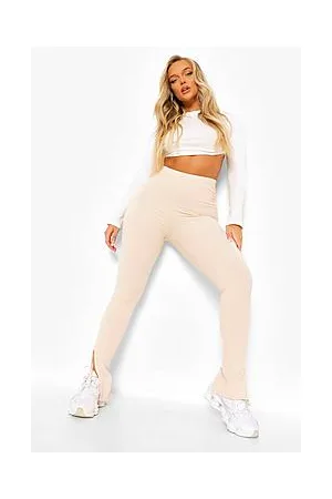 Boohoo Split Hem Crinkle Rib Leggings