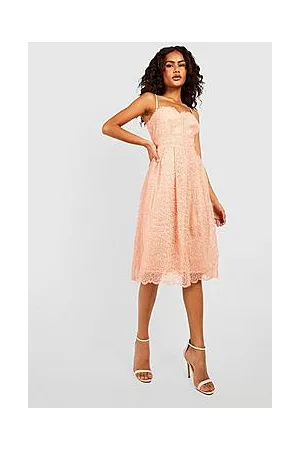 Boohoo Boutique Embroidered Strappy Midi Skater Dress