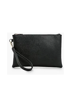 Boohoo Cross Hatch Zip Top Clutch Bag