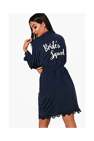 Boohoo Brides Squad Lace Detail Bridal Robe