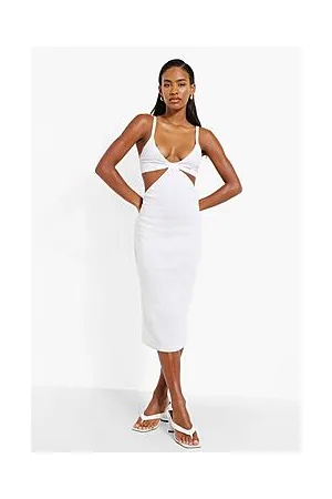 Boohoo Cut Out Halterneck Knitted Midi Dress