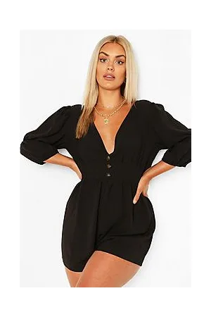 Boohoo Plus Button Detail Playsuit