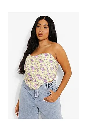 Boohoo Plus Floral Corset Bandeau Detail Top