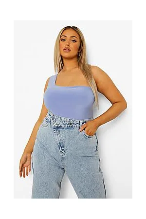 Boohoo Plus Double Layer Slinky Asymmetric Bodysuit