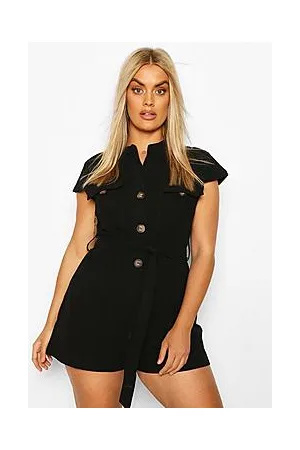 Boohoo Plus Button Through Utility Playsuit