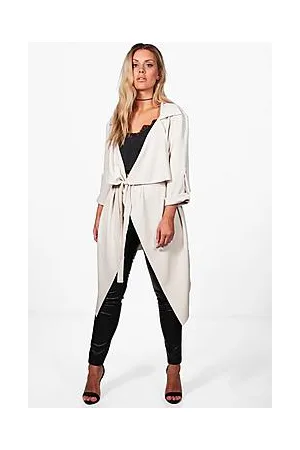 Boohoo Plus Daisy Belted Waterfall Duster Coat