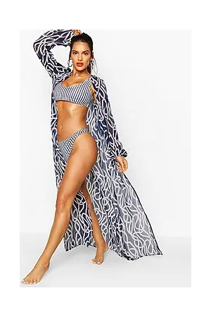 Boohoo Nautical Rope Print Maxi Beach Kimono