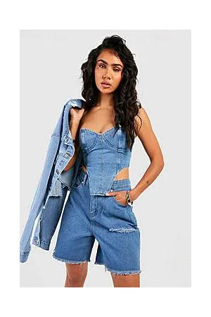 Boohoo Dad Rip Denim Shorts