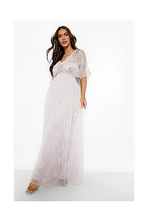 Boohoo Bridesmaid Hand Embellished Kimono Mesh Maxi