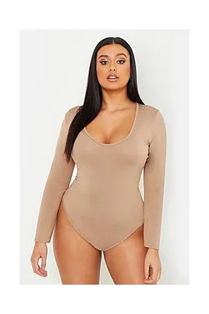Boohoo Plus Basic Long Sleeve V Neck Bodysuit