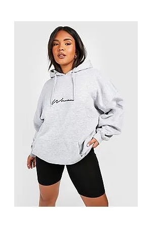 Boohoo Recycled Plus Embroidered Woman Script Hoodie