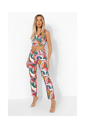 Boohoo Abstract Printed Boyfriend Jeans
