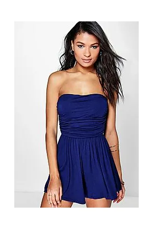 Boohoo Basic Ruched Bandeau Playsuit