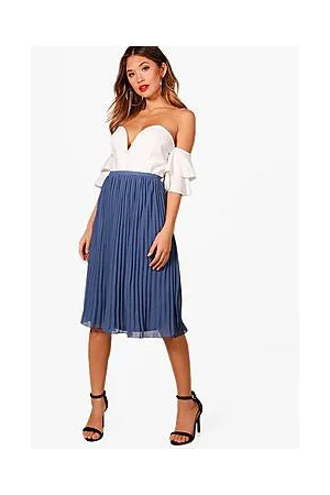 Boohoo Chiffon Pleated Midi Skirt