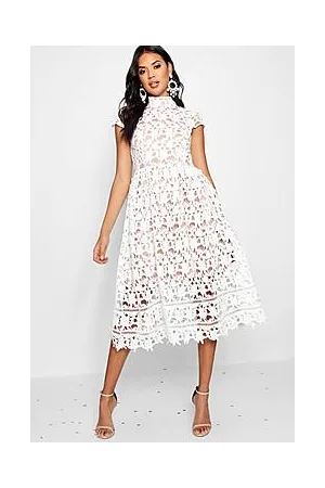 Boohoo Boutique Lace Midi Skater Bridesmaid Dress