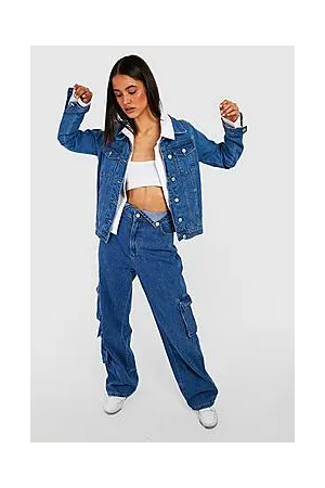 Boohoo Loose Fit Denim Cargo Pants