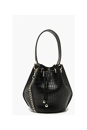 Boohoo Handle Detail Croc Cross Body Bag
