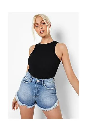 Boohoo Frayed Hem Denim Shorts