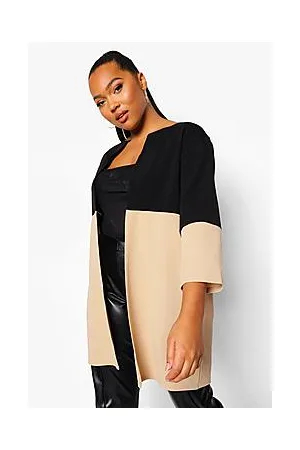 Boohoo Plus Colour Block 3 Quarter Sleeve Duster Coat