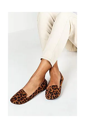 Boohoo Wide Fit Leopard Tab Top Ballet Flats