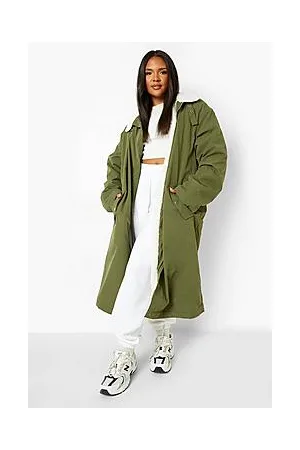 Boohoo Plus Teddy Trim Parka Coat