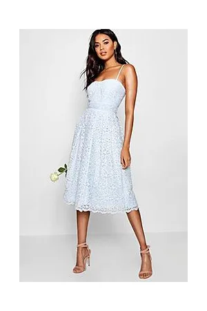 Boohoo Boutique Embroidered Strappy Midi Skater Dress
