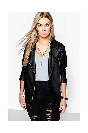 Boohoo Plus Quilted Faux PU Leather Biker Jacket