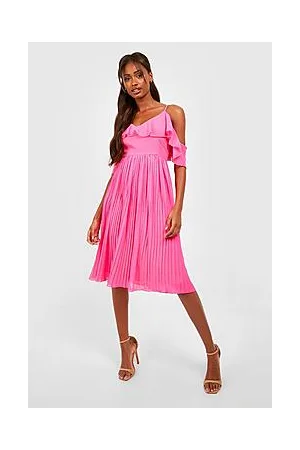 Boohoo Cold Shoulder Ruffle Midi Bridesmaid Dress