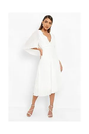 Boohoo Pleated Cape Detail Bridesmaid Midi Dress