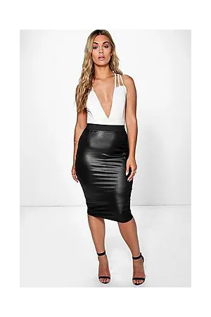 Boohoo Plus PU Midi Skirt