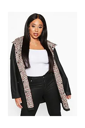 Boohoo Plus Leopard Lined Rain Mac